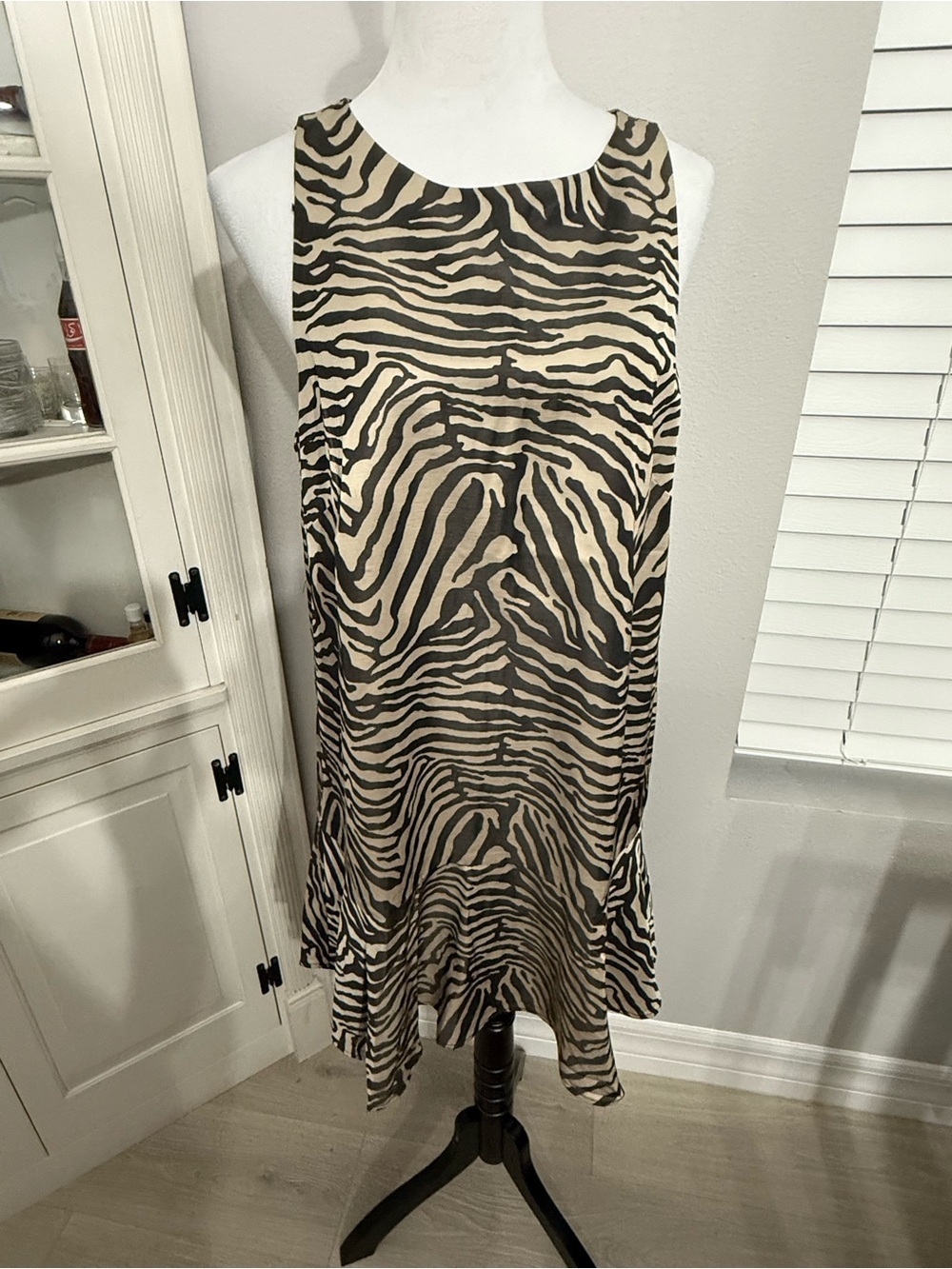 H&M Zebra-Print High-Low Dress - Black & Cream